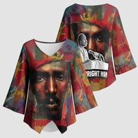 Thomas Sankara Burkina Faso Kimono Sleeve Blouse with Bold Portrait and The Upright Man Tribute Design - Wonder Print Shop