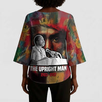 Thomas Sankara Burkina Faso Kimono Sleeve Blouse with Bold Portrait and The Upright Man Tribute Design - Wonder Print Shop