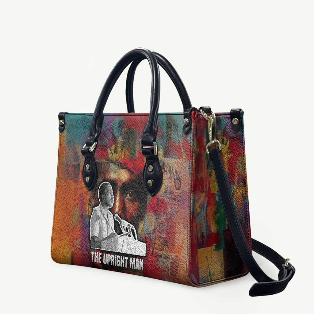 Thomas Sankara Burkina Faso Leather Bag with Bold Portrait and The Upright Man Tribute Design - Wonder Print Shop