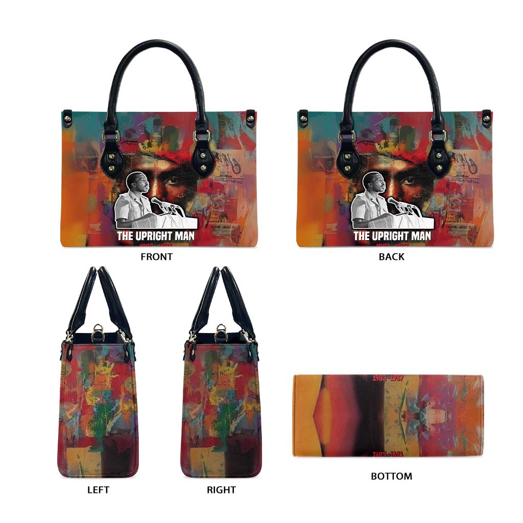 Thomas Sankara Burkina Faso Leather Bag with Bold Portrait and The Upright Man Tribute Design - Wonder Print Shop