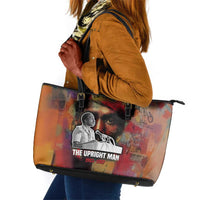 Thomas Sankara Burkina Faso Leather Tote Bag with Bold Portrait and The Upright Man Tribute Design - Wonder Print Shop