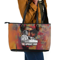 Thomas Sankara Burkina Faso Leather Tote Bag with Bold Portrait and The Upright Man Tribute Design - Wonder Print Shop