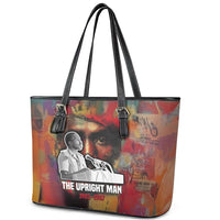 Thomas Sankara Burkina Faso Leather Tote Bag with Bold Portrait and The Upright Man Tribute Design - Wonder Print Shop