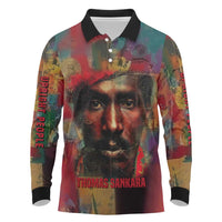 Thomas Sankara Burkina Faso Long Sleeve Polo Shirt with Bold Portrait and The Upright Man Tribute Design - Wonder Print Shop