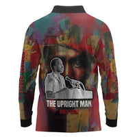 Thomas Sankara Burkina Faso Long Sleeve Polo Shirt with Bold Portrait and The Upright Man Tribute Design - Wonder Print Shop