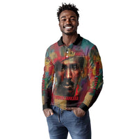 Thomas Sankara Burkina Faso Long Sleeve Polo Shirt with Bold Portrait and The Upright Man Tribute Design - Wonder Print Shop