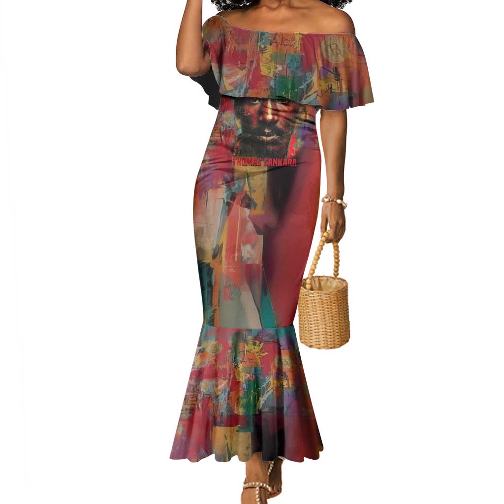 Thomas Sankara Burkina Faso Mermaid Dress with Bold Portrait and The Upright Man Tribute Design - Wonder Print Shop