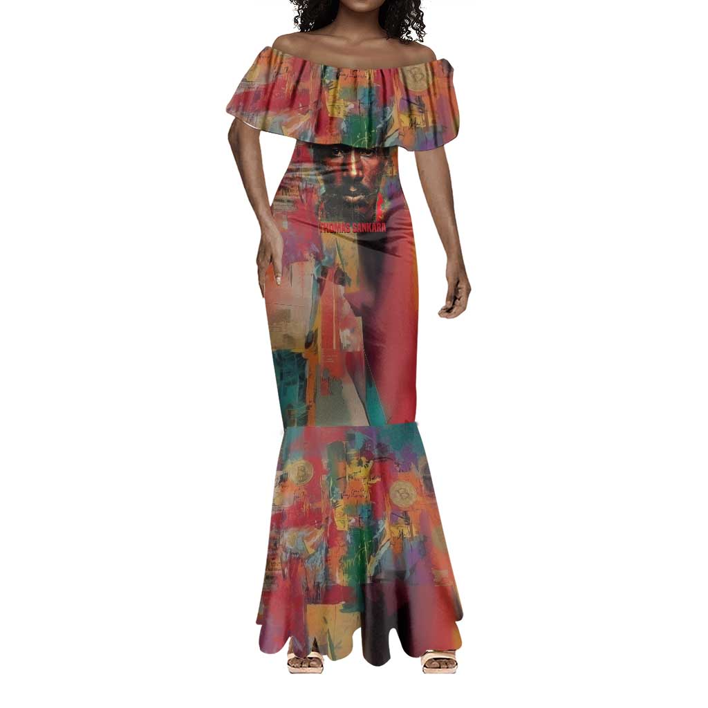 Thomas Sankara Burkina Faso Mermaid Dress with Bold Portrait and The Upright Man Tribute Design - Wonder Print Shop