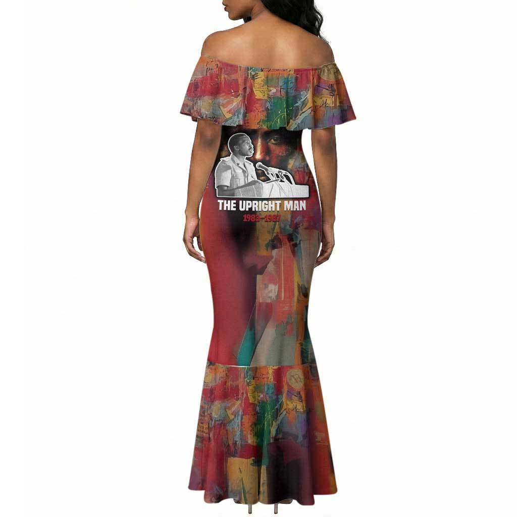 Thomas Sankara Burkina Faso Mermaid Dress with Bold Portrait and The Upright Man Tribute Design - Wonder Print Shop