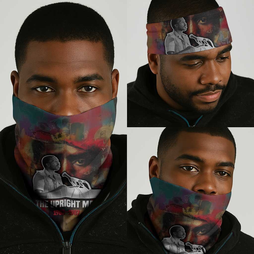 Thomas Sankara Burkina Faso Neck Gaiter with Bold Portrait and The Upright Man Tribute Design - Wonder Print Shop