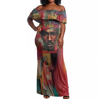 Thomas Sankara Burkina Faso Off Shoulder Maxi Dress with Bold Portrait and The Upright Man Tribute Design - Wonder Print Shop