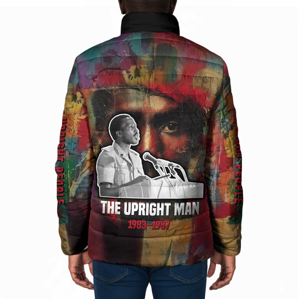 Thomas Sankara Burkina Faso Padded Jacket with Bold Portrait and The Upright Man Tribute Design - Wonder Print Shop