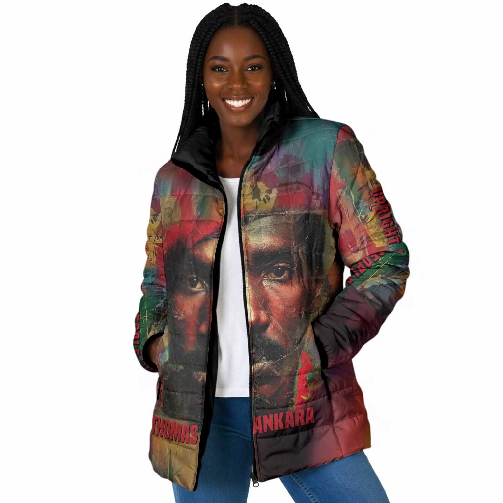 Thomas Sankara Burkina Faso Padded Jacket with Bold Portrait and The Upright Man Tribute Design - Wonder Print Shop
