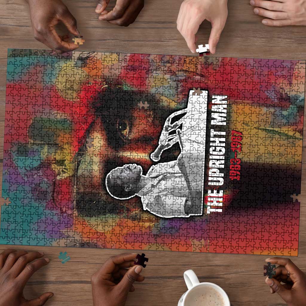 Thomas Sankara Burkina Faso Puzzle with Bold Portrait and The Upright Man Tribute Design - Wonder Print Shop