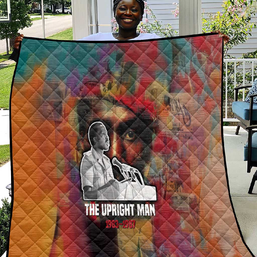 Thomas Sankara Burkina Faso Quilt with Bold Portrait and The Upright Man Tribute Design - Wonder Print Shop