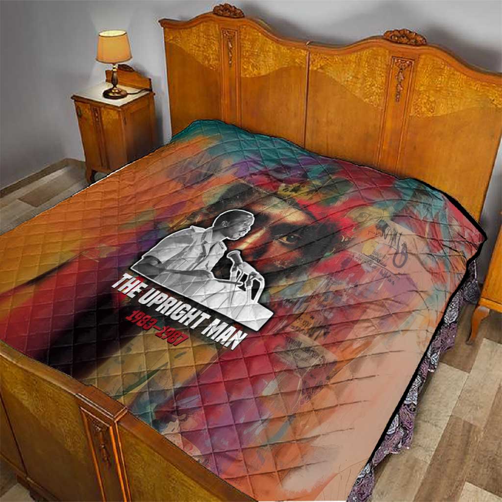 Thomas Sankara Burkina Faso Quilt with Bold Portrait and The Upright Man Tribute Design - Wonder Print Shop