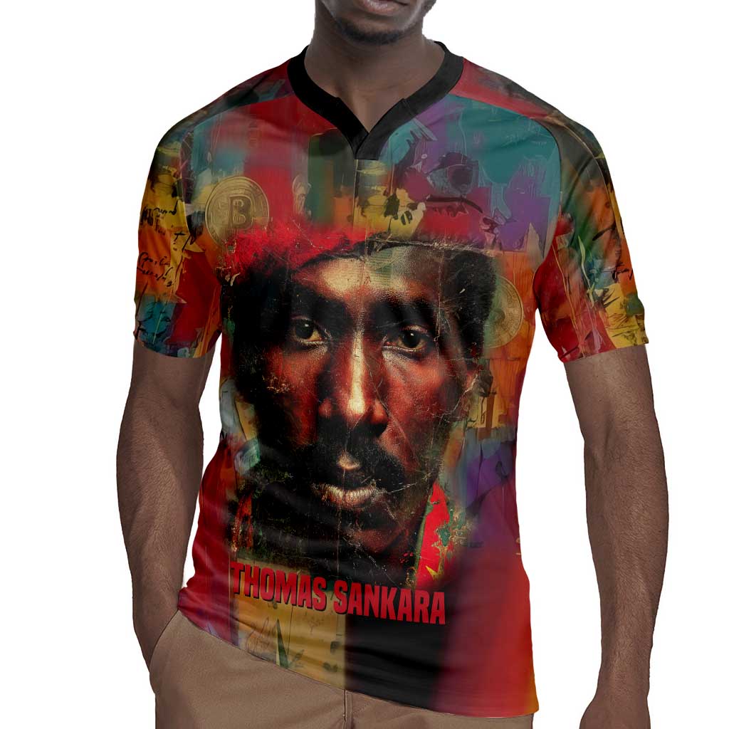 Thomas Sankara Burkina Faso Rugby Jersey with Bold Portrait and The Upright Man Tribute Design - Wonder Print Shop