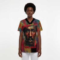 Thomas Sankara Burkina Faso Scrub Top with Bold Portrait and The Upright Man Tribute Design - Wonder Print Shop