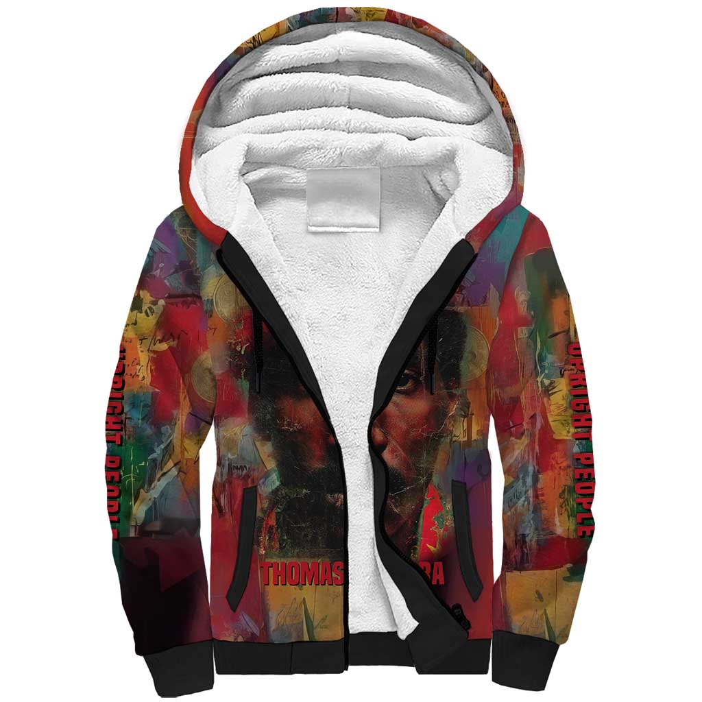 Thomas Sankara Burkina Faso Sherpa Hoodie with Bold Portrait and The Upright Man Tribute Design - Wonder Print Shop