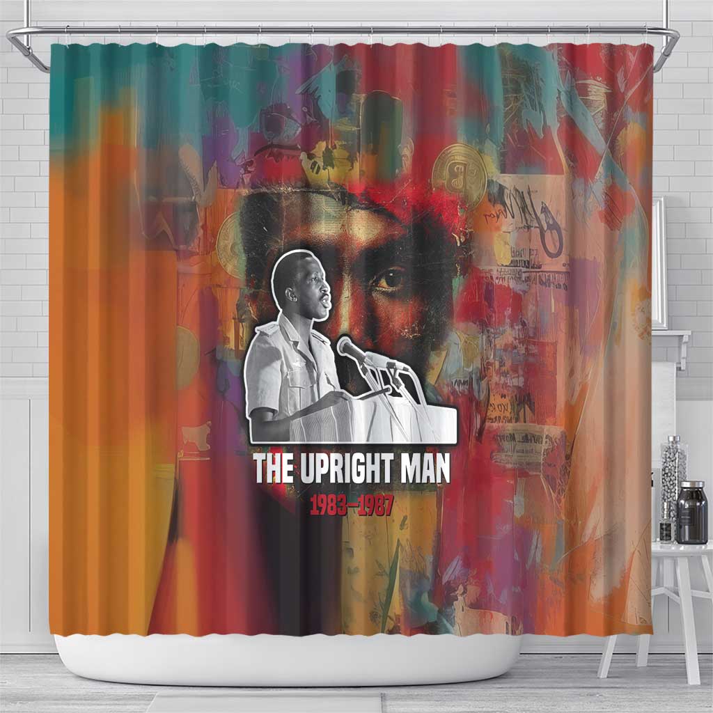 Thomas Sankara Burkina Faso Shower Curtain with Bold Portrait and The Upright Man Tribute Design - Wonder Print Shop