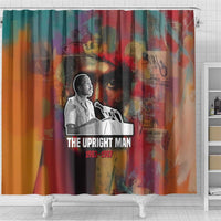 Thomas Sankara Burkina Faso Shower Curtain with Bold Portrait and The Upright Man Tribute Design - Wonder Print Shop