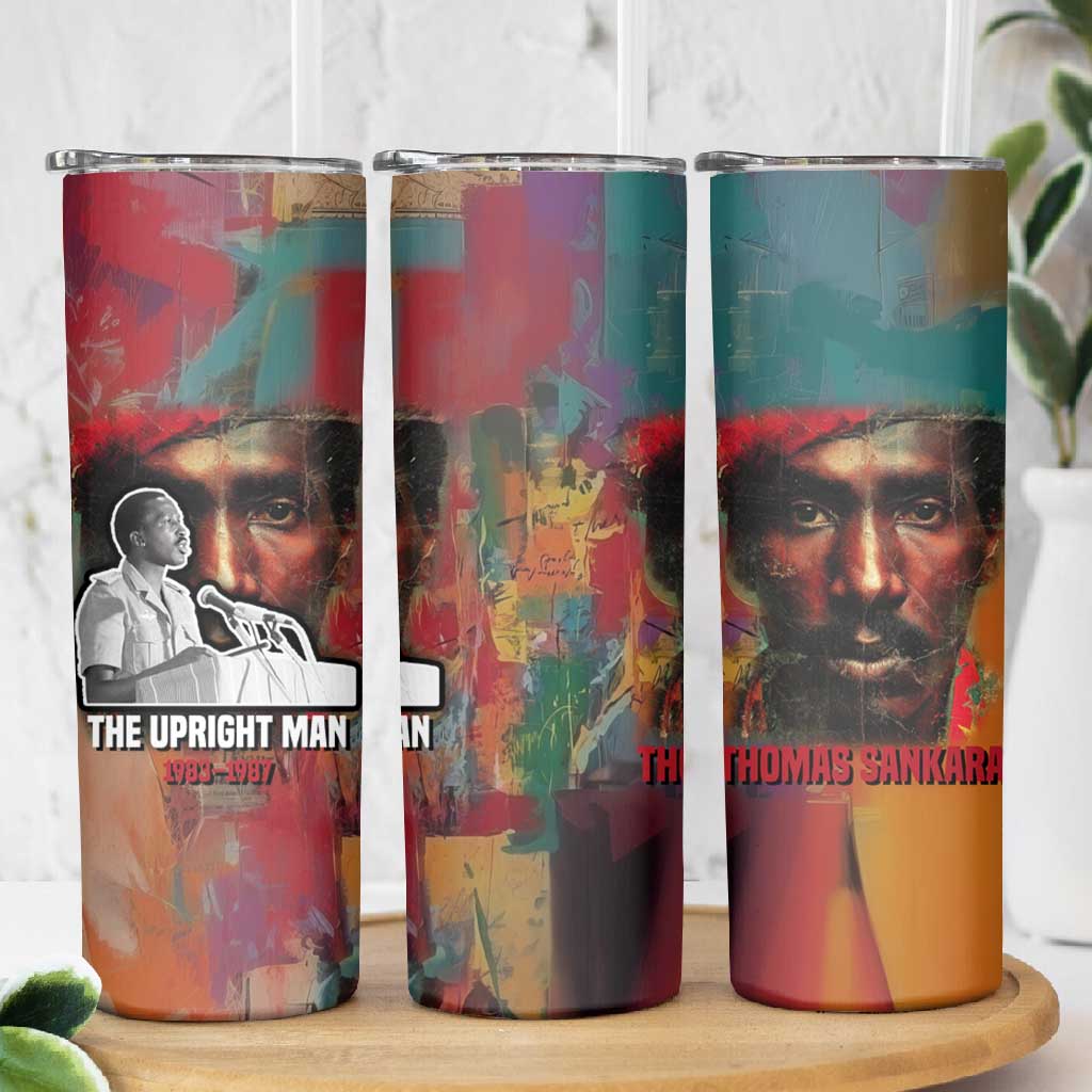 Thomas Sankara Burkina Faso Skinny Tumbler with Bold Portrait and The Upright Man Tribute Design - Wonder Print Shop