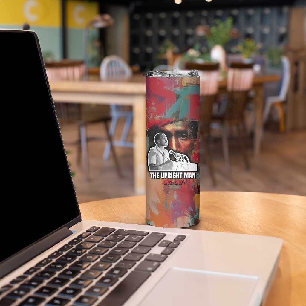 Thomas Sankara Burkina Faso Skinny Tumbler with Bold Portrait and The Upright Man Tribute Design - Wonder Print Shop