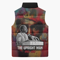 Thomas Sankara Burkina Faso Sleeveless Puffer Jacket with Bold Portrait and The Upright Man Tribute Design - Wonder Print Shop