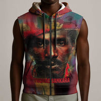 Thomas Sankara Burkina Faso Sleeveless Zip Hoodie with Bold Portrait and The Upright Man Tribute Design - Wonder Print Shop