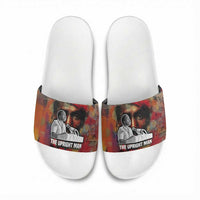 Thomas Sankara Burkina Faso Slide Sandals with Bold Portrait and The Upright Man Tribute Design - Wonder Print Shop