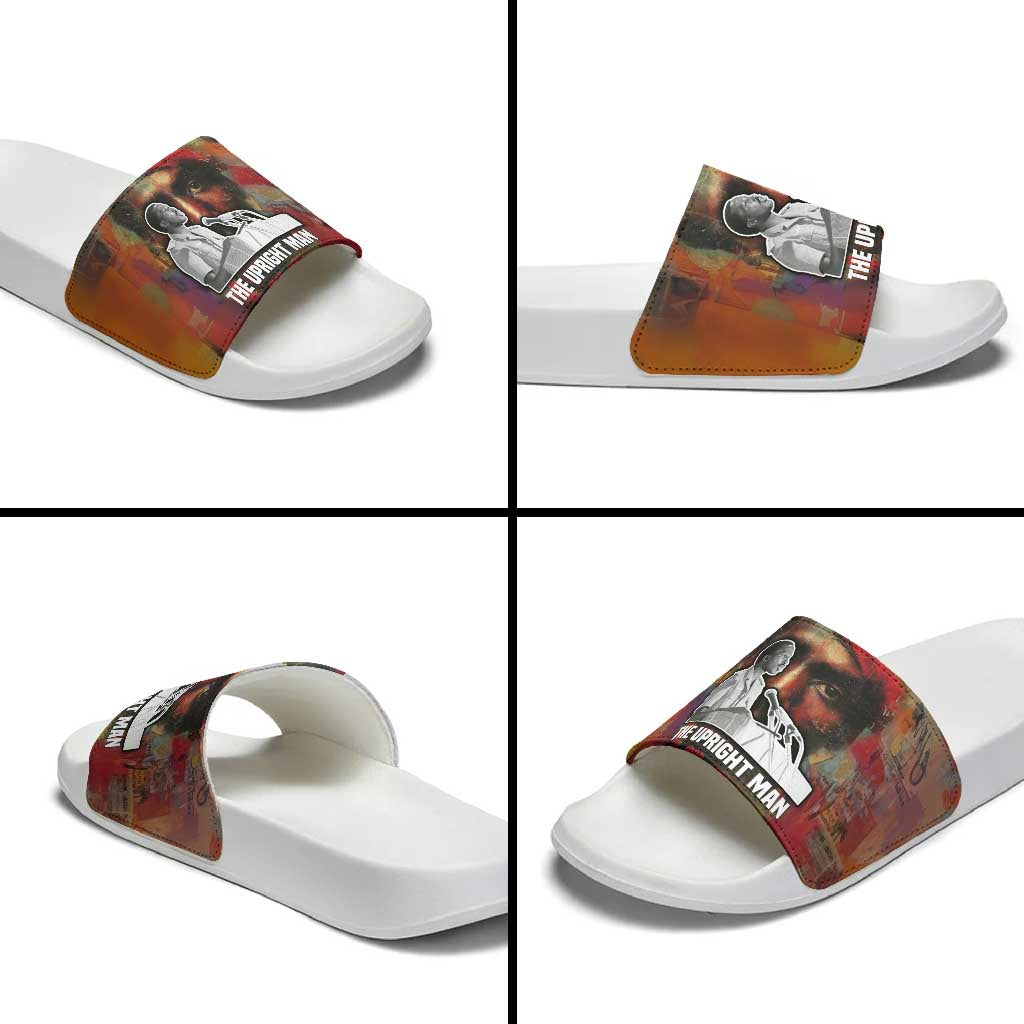 Thomas Sankara Burkina Faso Slide Sandals with Bold Portrait and The Upright Man Tribute Design - Wonder Print Shop