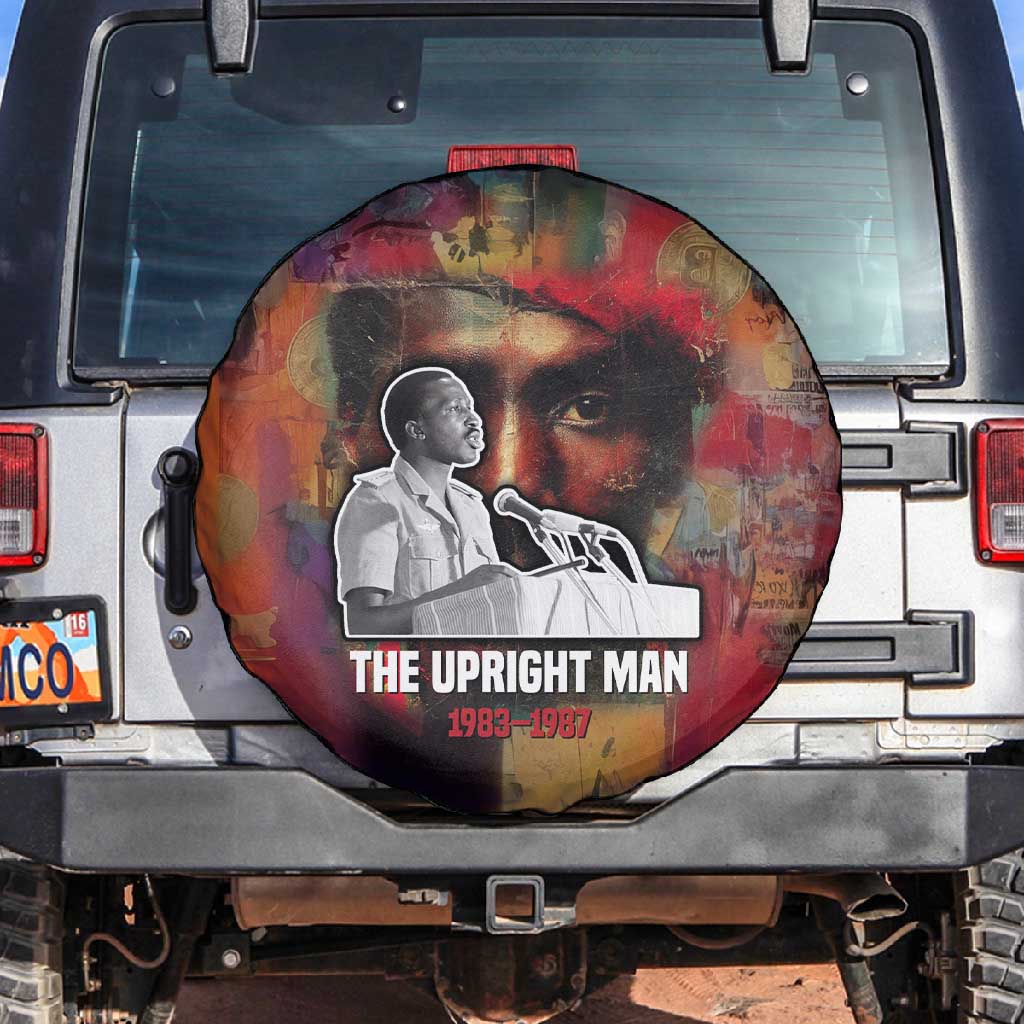 Thomas Sankara Burkina Faso Spare Tire Cover with Bold Portrait and The Upright Man Tribute Design - Wonder Print Shop