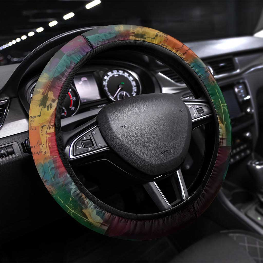 Thomas Sankara Burkina Faso Steering Wheel Cover with Bold Portrait and The Upright Man Tribute Design - Wonder Print Shop