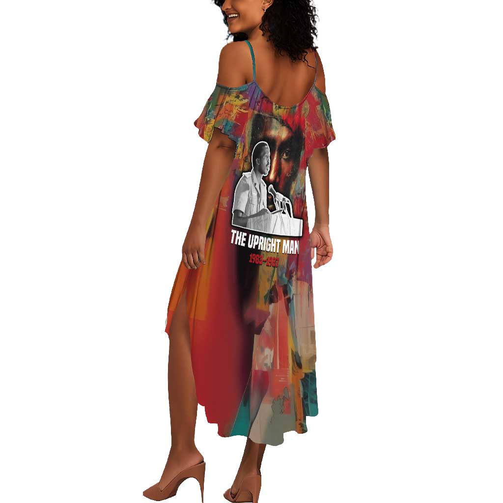 Thomas Sankara Burkina Faso Summer Maxi Dress with Bold Portrait and The Upright Man Tribute Design - Wonder Print Shop