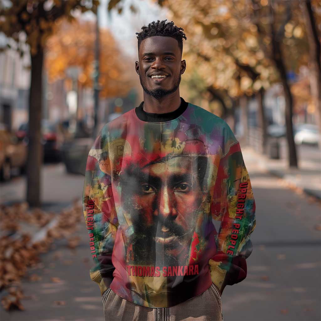 Thomas Sankara Burkina Faso Sweatshirt with Bold Portrait and The Upright Man Tribute Design - Wonder Print Shop