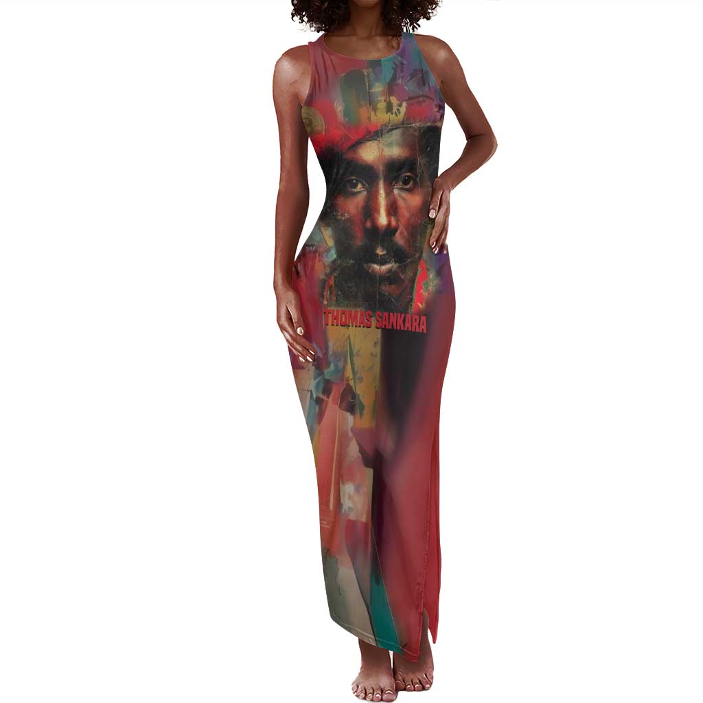Thomas Sankara Burkina Faso Tank Maxi Dress with Bold Portrait and The Upright Man Tribute Design - Wonder Print Shop