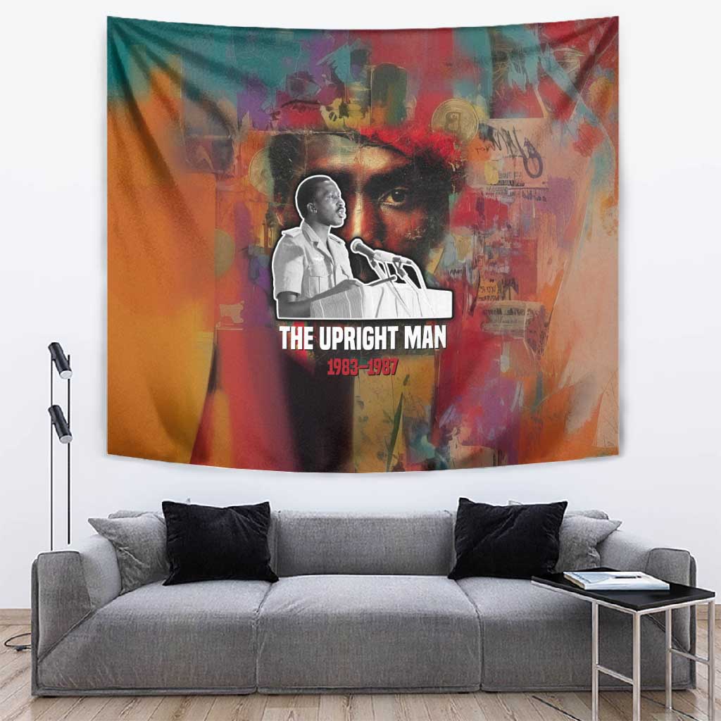 Thomas Sankara Burkina Faso Tapestry with Bold Portrait and The Upright Man Tribute Design - Wonder Print Shop