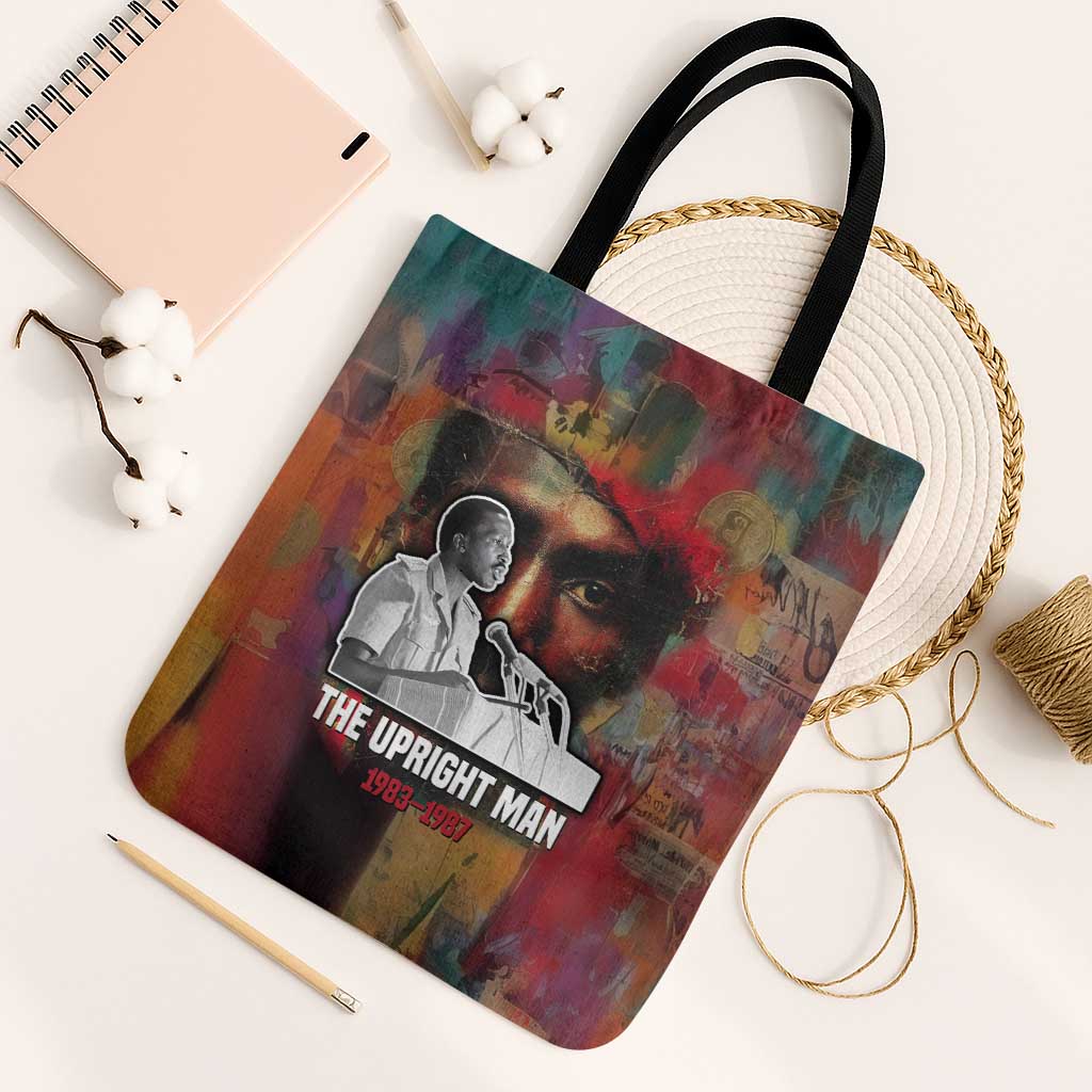 Thomas Sankara Burkina Faso Tote Bag with Bold Portrait and The Upright Man Tribute Design - Wonder Print Shop