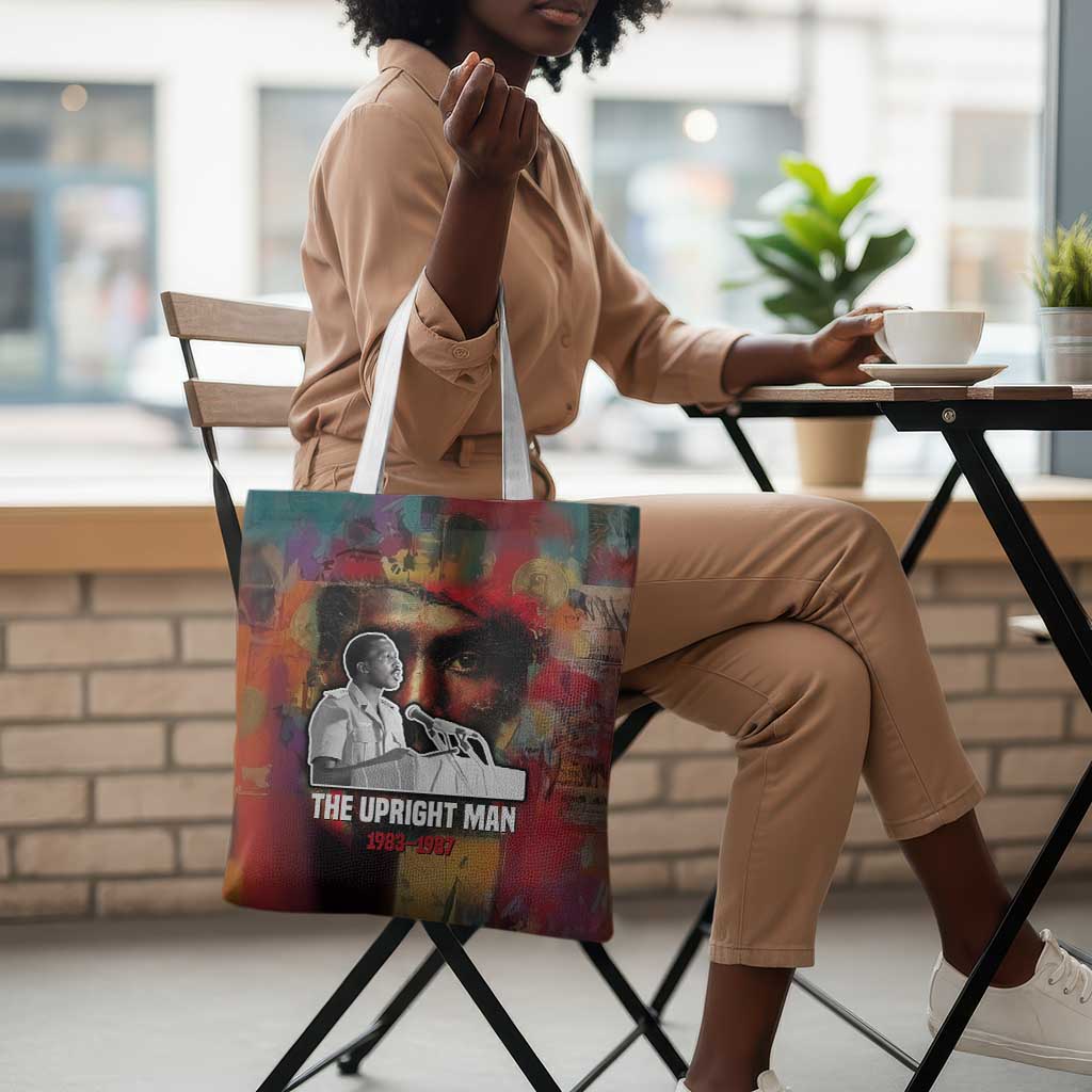 Thomas Sankara Burkina Faso Tote Bag with Bold Portrait and The Upright Man Tribute Design - Wonder Print Shop
