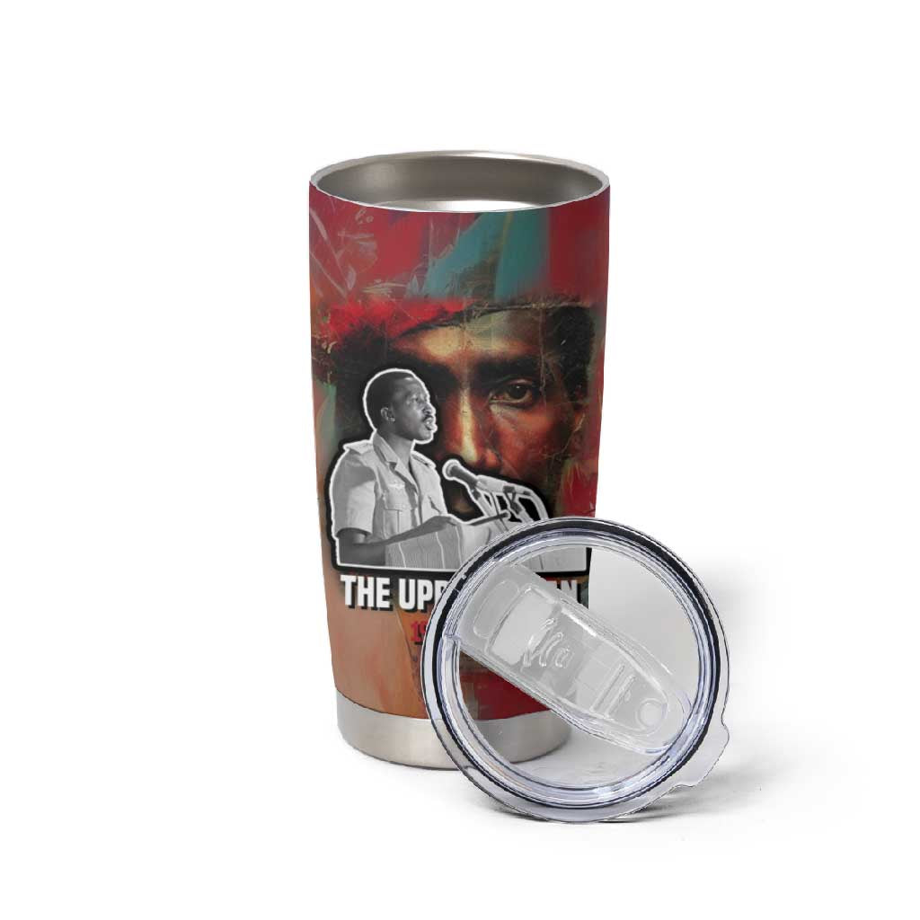 Thomas Sankara Burkina Faso Tumbler Cup with Bold Portrait and The Upright Man Tribute Design - Wonder Print Shop