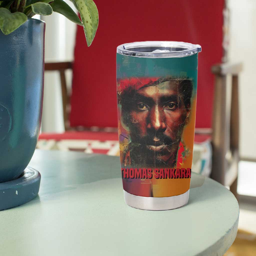 Thomas Sankara Burkina Faso Tumbler Cup with Bold Portrait and The Upright Man Tribute Design - Wonder Print Shop