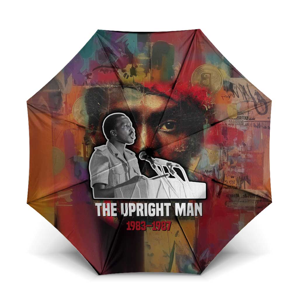 Thomas Sankara Burkina Faso Umbrella with Bold Portrait and The Upright Man Tribute Design - Wonder Print Shop