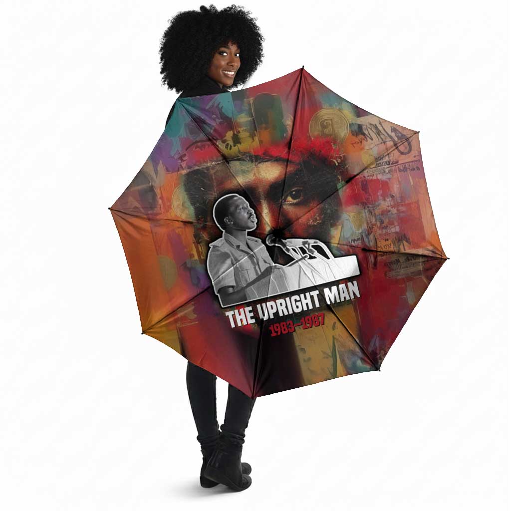 Thomas Sankara Burkina Faso Umbrella with Bold Portrait and The Upright Man Tribute Design - Wonder Print Shop
