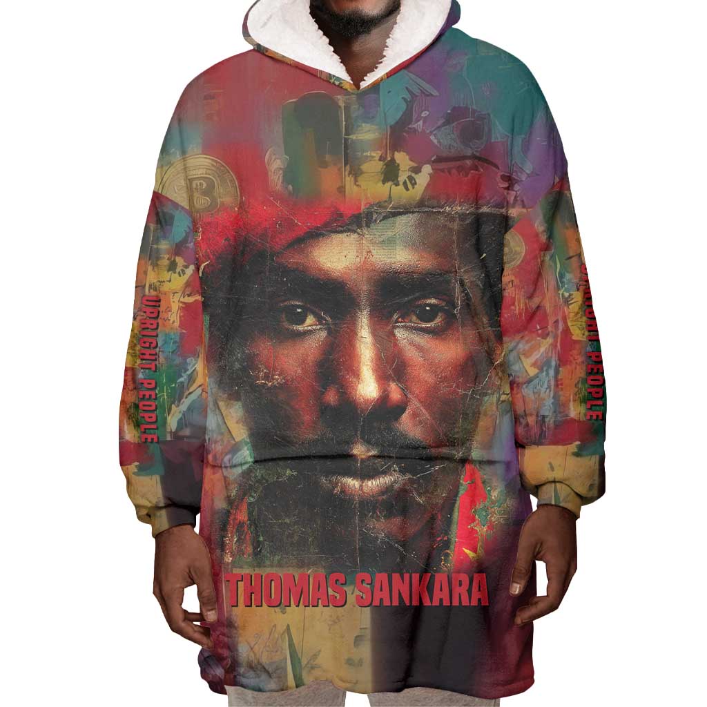 Thomas Sankara Burkina Faso Wearable Blanket Hoodie with Bold Portrait and The Upright Man Tribute Design - Wonder Print Shop