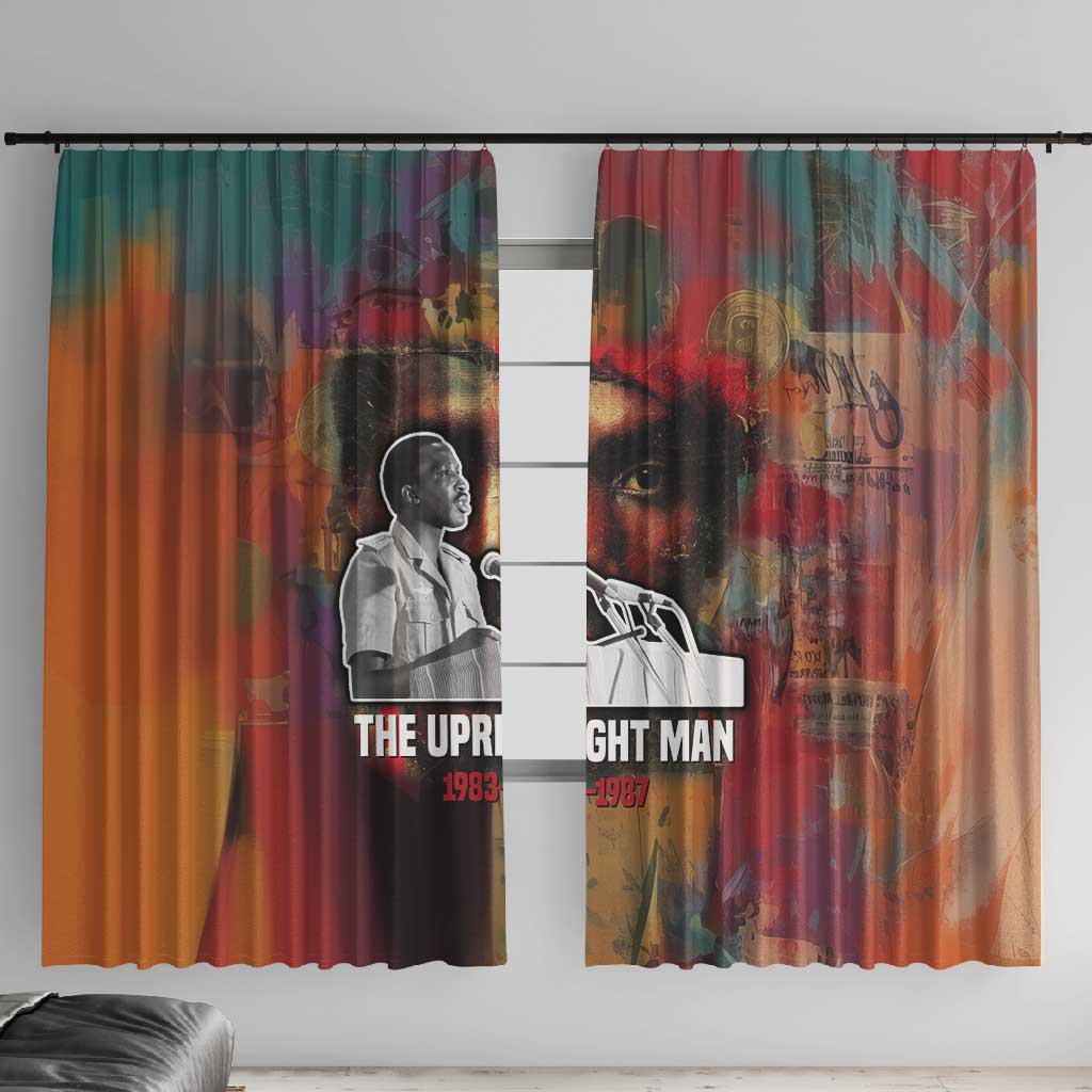 Thomas Sankara Burkina Faso Window Curtain with Bold Portrait and The Upright Man Tribute Design - Wonder Print Shop