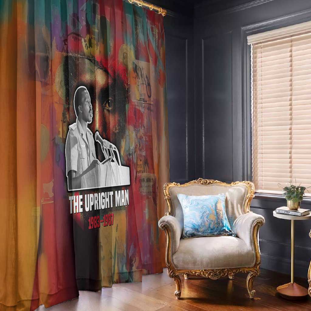 Thomas Sankara Burkina Faso Window Curtain with Bold Portrait and The Upright Man Tribute Design - Wonder Print Shop