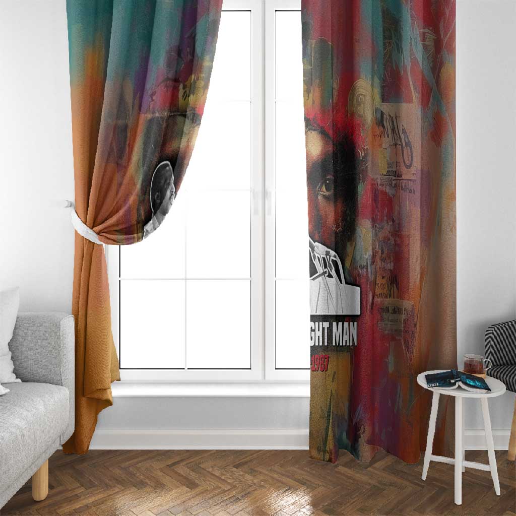Thomas Sankara Burkina Faso Window Curtain with Bold Portrait and The Upright Man Tribute Design - Wonder Print Shop