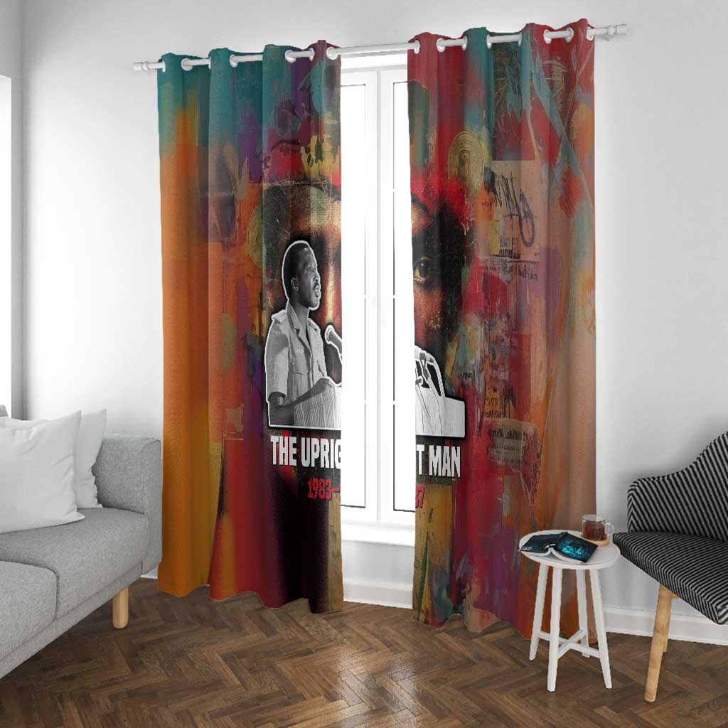 Thomas Sankara Burkina Faso Window Curtain with Bold Portrait and The Upright Man Tribute Design - Wonder Print Shop