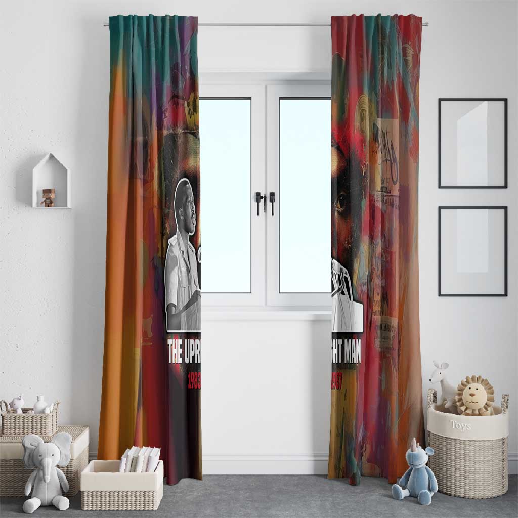 Thomas Sankara Burkina Faso Window Curtain with Bold Portrait and The Upright Man Tribute Design - Wonder Print Shop