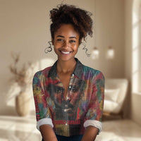 Thomas Sankara Burkina Faso Women Casual Shirt with Bold Portrait and The Upright Man Tribute Design - Wonder Print Shop